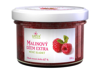 GREŠÍK Džem Malinový extra menej sladký 210g. / 1ks
